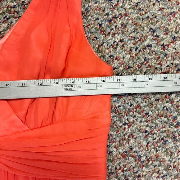 Donna Morgan Coral Orange 100% Silk Chiffon Sleeveless Event Dress Size 10 - Picture 12 of 13